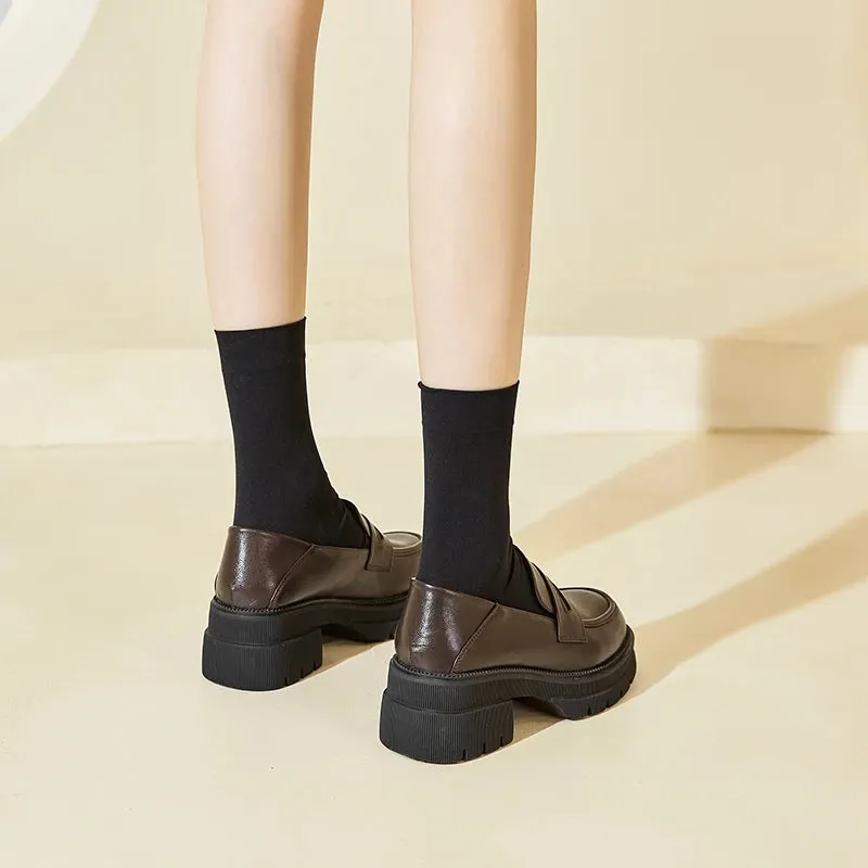 Sohiwoo Japan Style Girl Lolita JK Shoes Loafers Women Students PU Leather Mid Heels Shoes