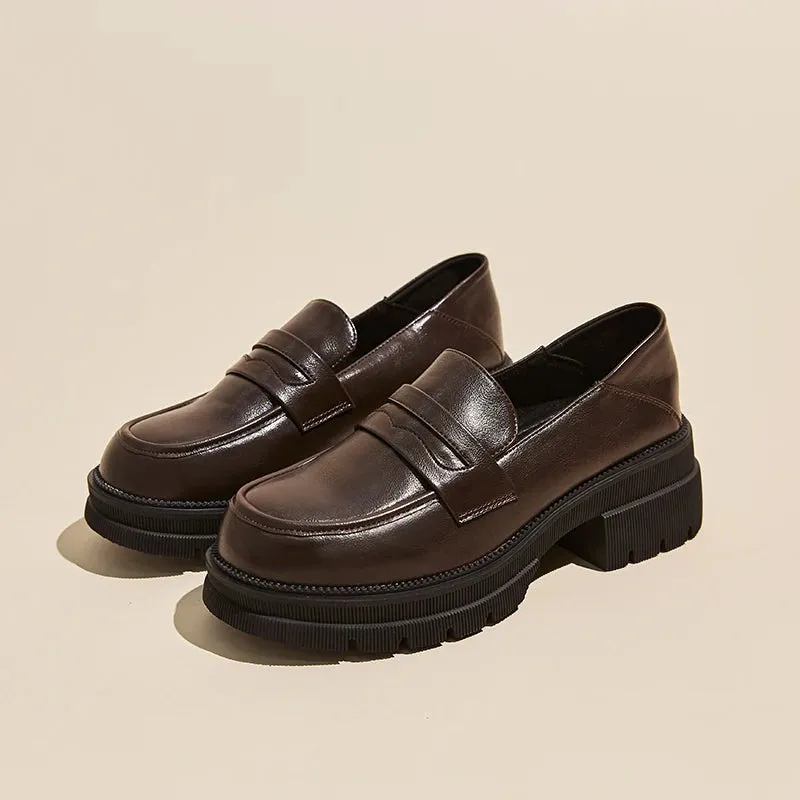 Sohiwoo Japan Style Girl Lolita JK Shoes Loafers Women Students PU Leather Mid Heels Shoes