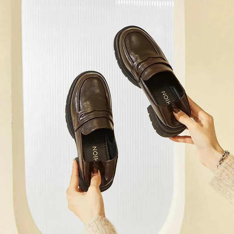 Sohiwoo Japan Style Girl Lolita JK Shoes Loafers Women Students PU Leather Mid Heels Shoes