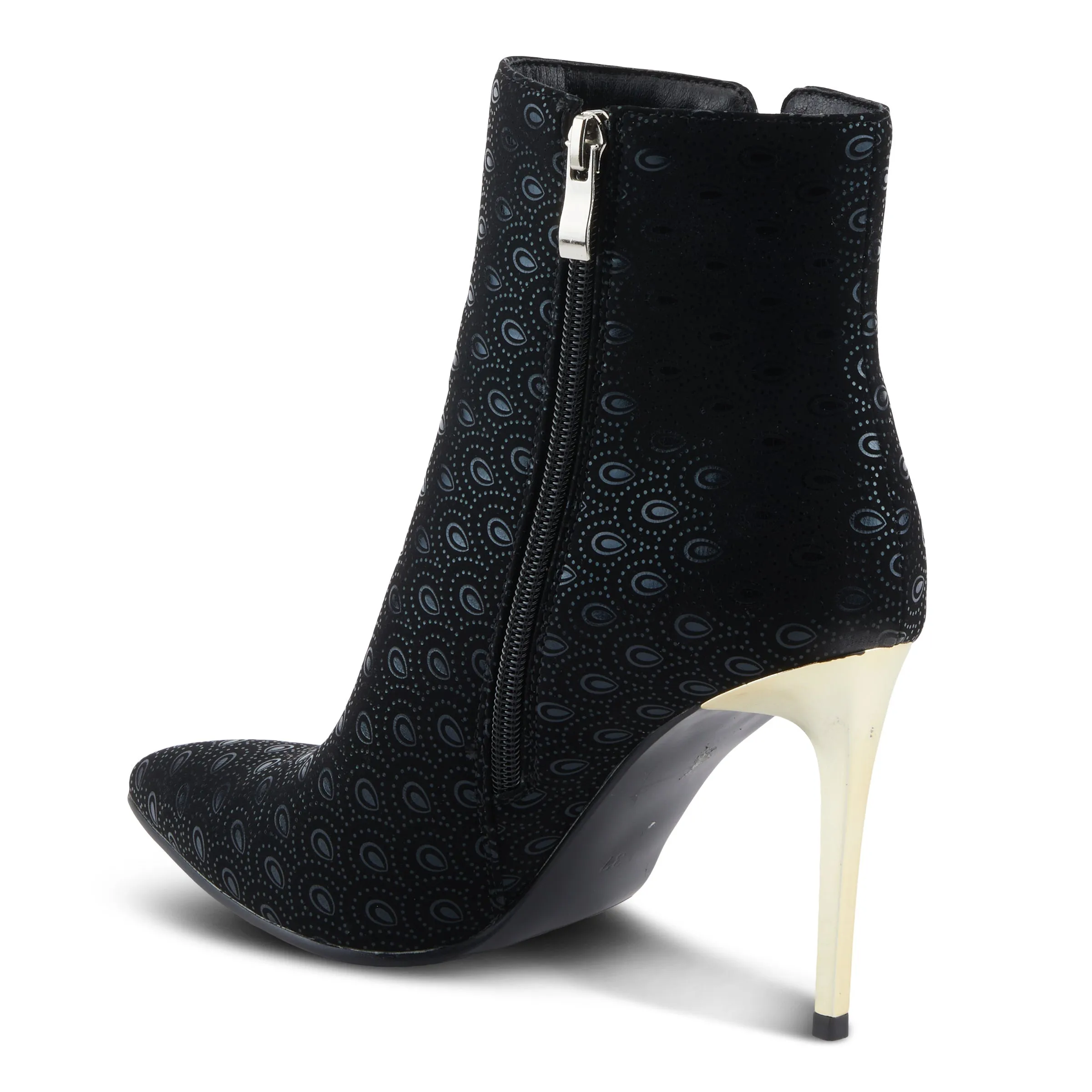 Spring Step Shoes Sping Step Shoes Azura Luminous Women's Black Suede Peacock Inspired Booties