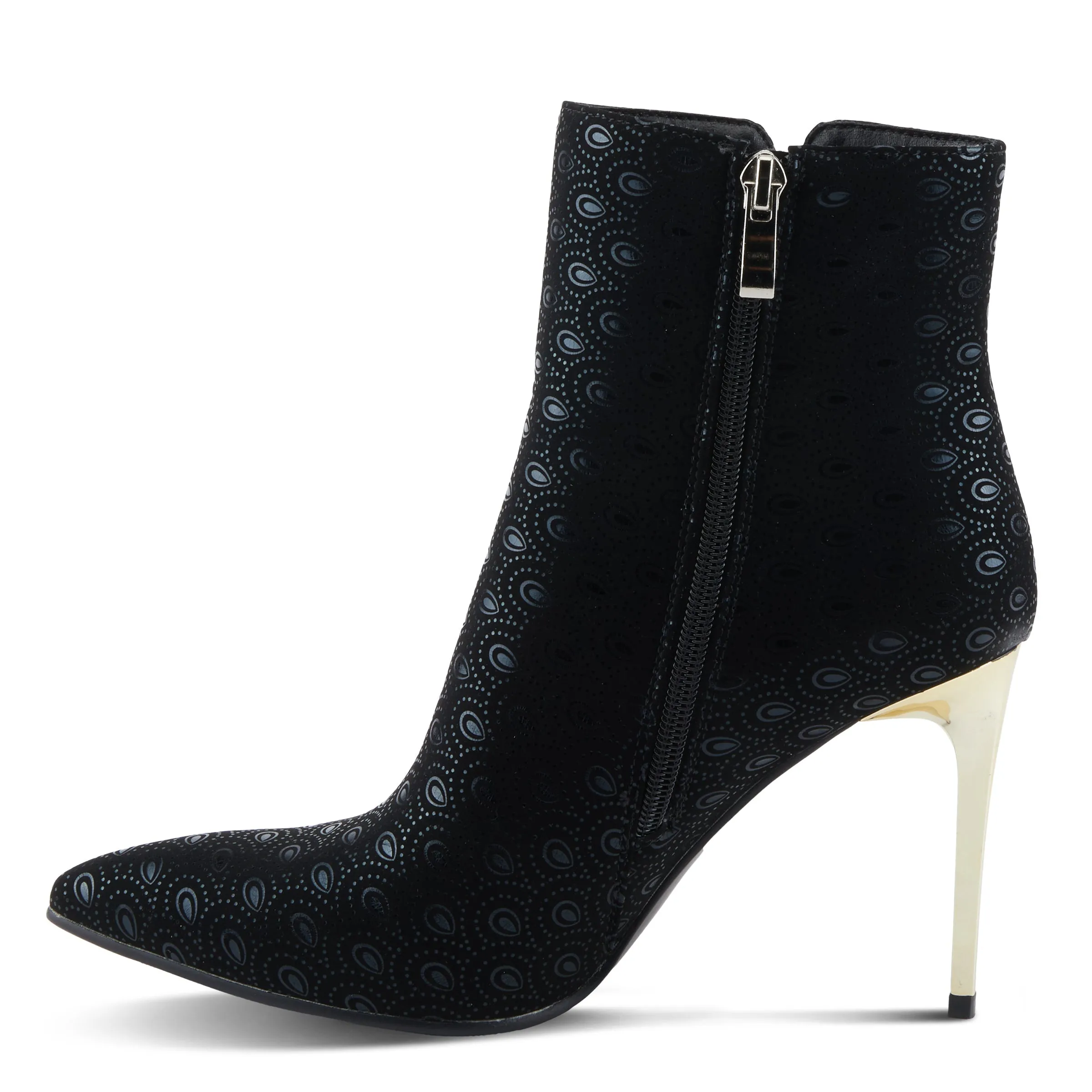 Spring Step Shoes Sping Step Shoes Azura Luminous Women's Black Suede Peacock Inspired Booties