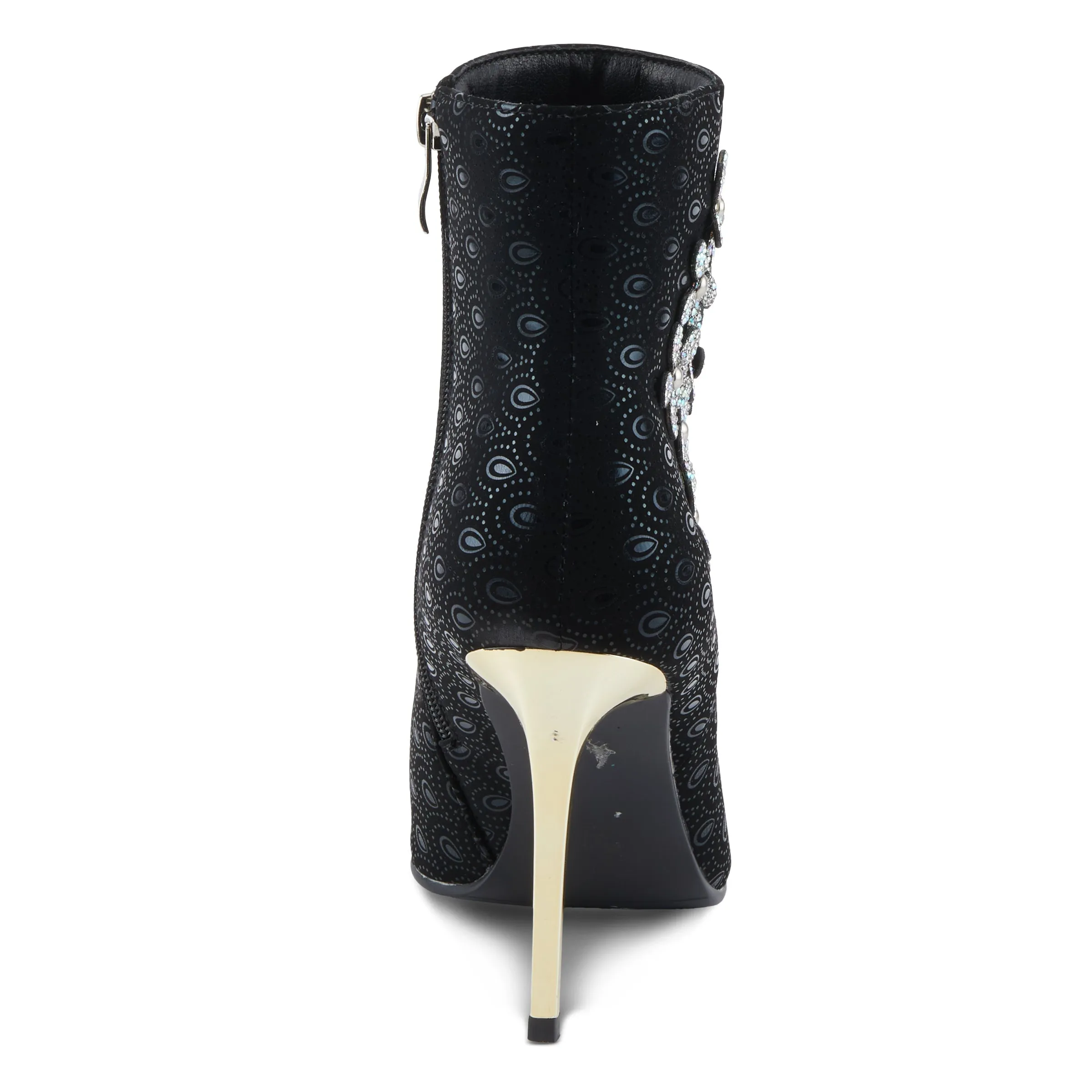 Spring Step Shoes Sping Step Shoes Azura Luminous Women's Black Suede Peacock Inspired Booties