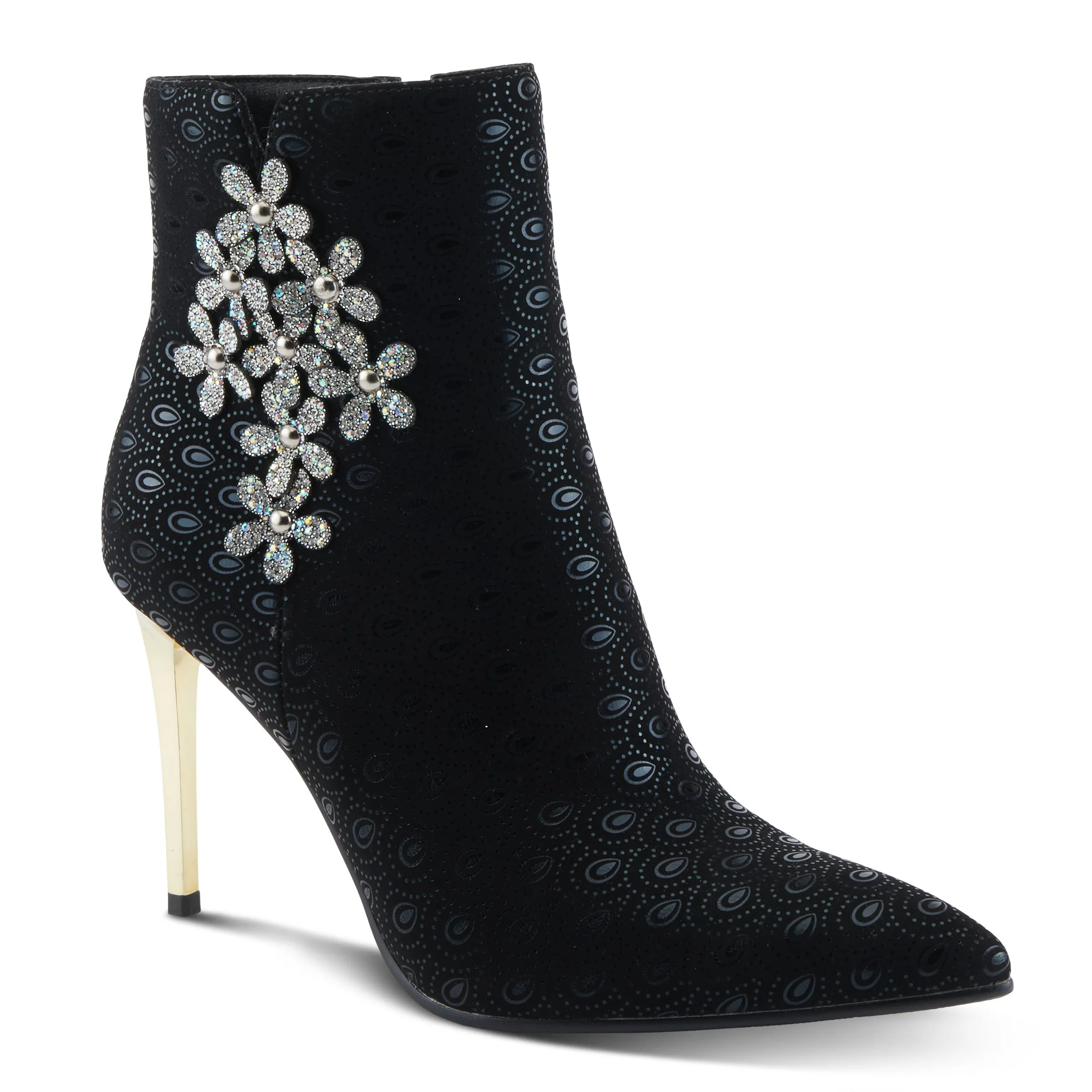 Spring Step Shoes Sping Step Shoes Azura Luminous Women's Black Suede Peacock Inspired Booties