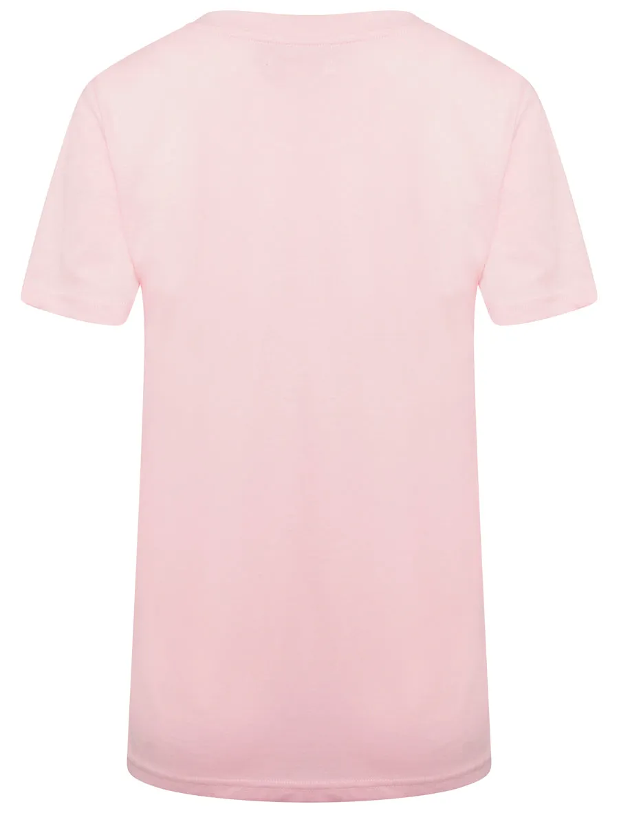 Surfs Up Motif Cotton Crew Neck T-shirt in Pink Almond Blossom - South Shore