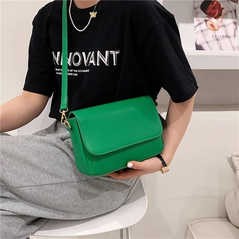 Thick Chain Design Small PU Leather Flap Crossbody Shoulder Bags For Women 2021 Fashion Ladies Travel Handbags Purse