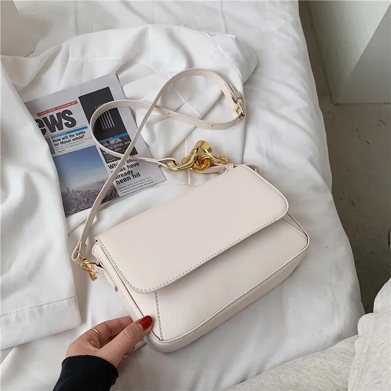 Thick Chain Design Small PU Leather Flap Crossbody Shoulder Bags For Women 2021 Fashion Ladies Travel Handbags Purse