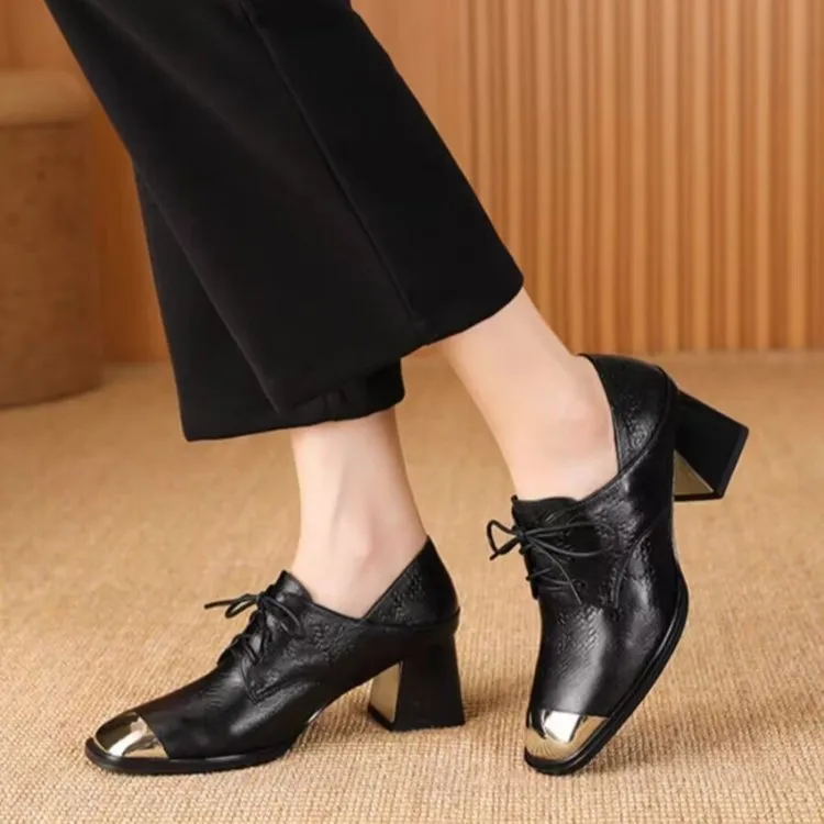 Wenkouban Women's Shoes New Lace Up High Heels Black Pattern High Heels Square Toe Bare Boots 2023 Autumn/Winter Fashion Shoes