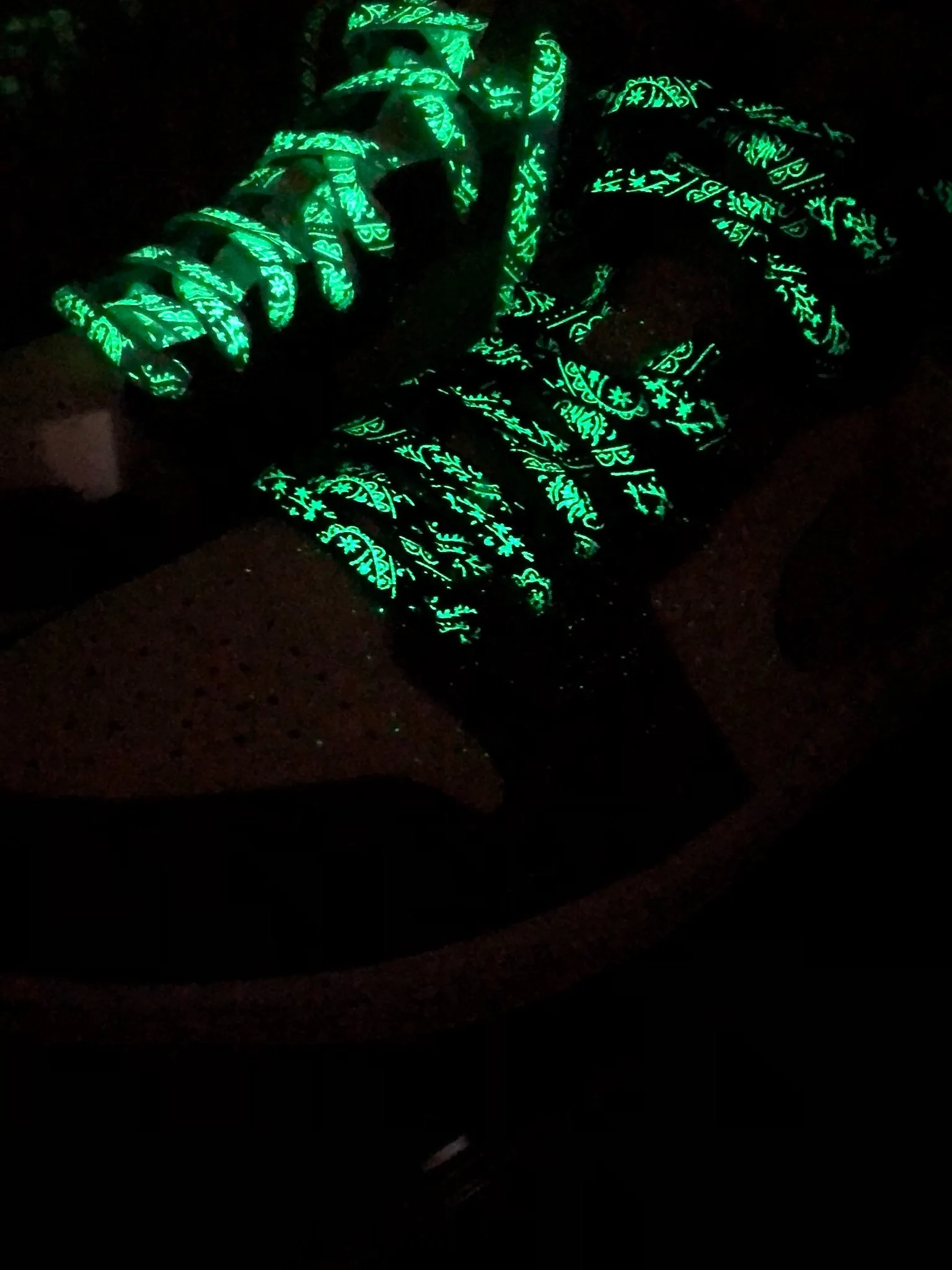 White | Paisley Glow in the Dark Laces