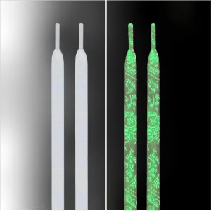 White | Paisley Glow in the Dark Laces