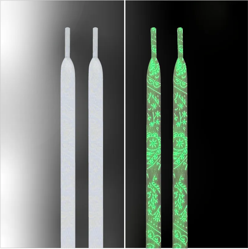 White | Paisley Glow in the Dark Laces