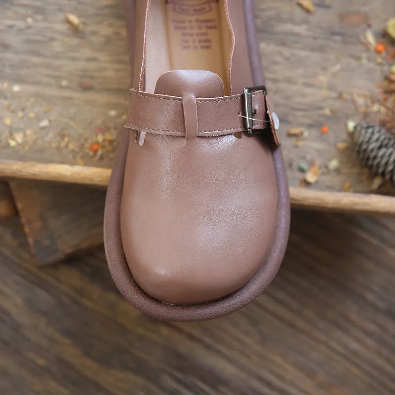 Women Retro Minimalist Soft Leather Flat Casual Shoes