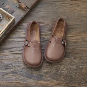 Women Retro Minimalist Soft Leather Flat Casual Shoes