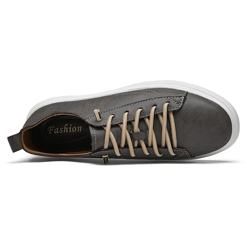xiangtuibao Leather Men Shoes Casual Sneakers High Quality Luxury Flats for Man Lace-up Sand Grey Walking Sports Men Sneakers Free Shipping