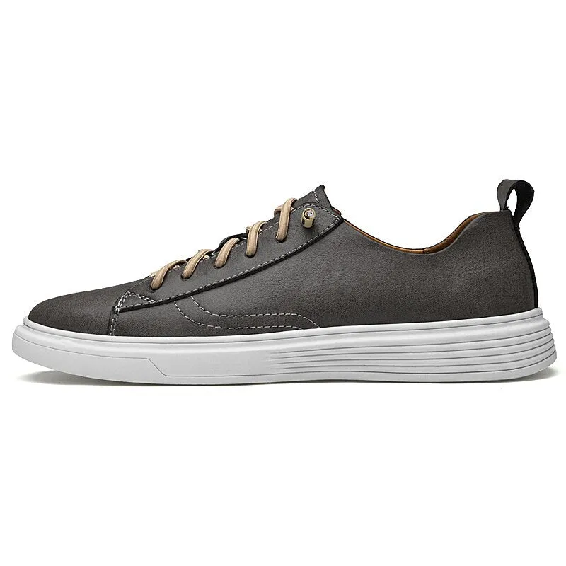 xiangtuibao Leather Men Shoes Casual Sneakers High Quality Luxury Flats for Man Lace-up Sand Grey Walking Sports Men Sneakers Free Shipping