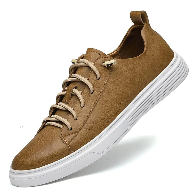 xiangtuibao Leather Men Shoes Casual Sneakers High Quality Luxury Flats for Man Lace-up Sand Grey Walking Sports Men Sneakers Free Shipping