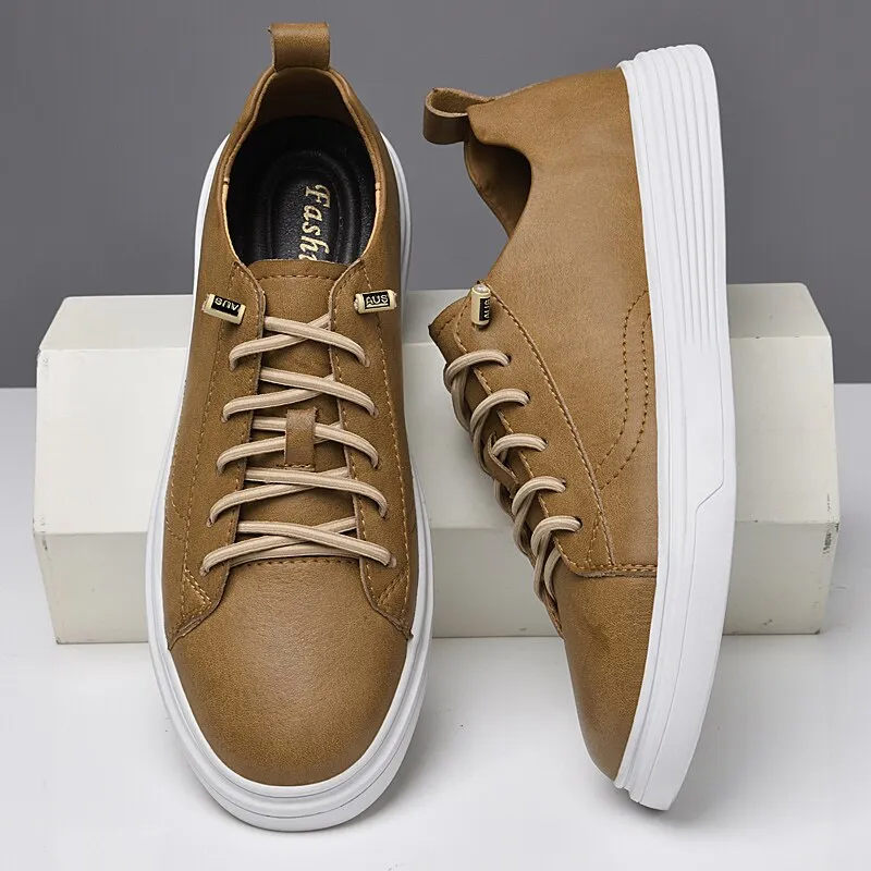 xiangtuibao Leather Men Shoes Casual Sneakers High Quality Luxury Flats for Man Lace-up Sand Grey Walking Sports Men Sneakers Free Shipping