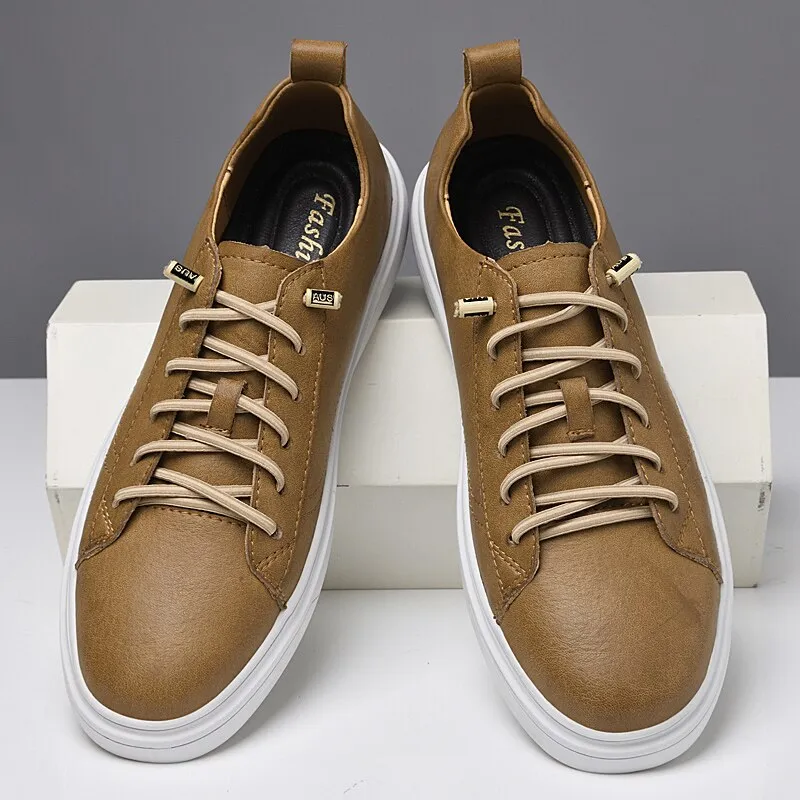 xiangtuibao Leather Men Shoes Casual Sneakers High Quality Luxury Flats for Man Lace-up Sand Grey Walking Sports Men Sneakers Free Shipping