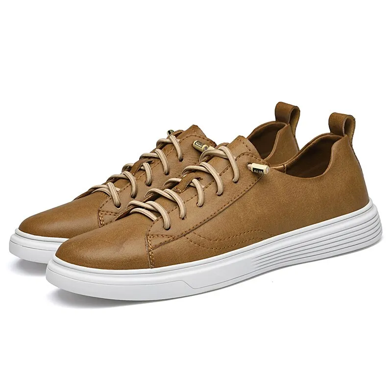 xiangtuibao Leather Men Shoes Casual Sneakers High Quality Luxury Flats for Man Lace-up Sand Grey Walking Sports Men Sneakers Free Shipping